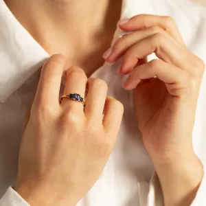 Art deco zlatý prsten s teal a modrými safíry CHELSEA Thumbnail