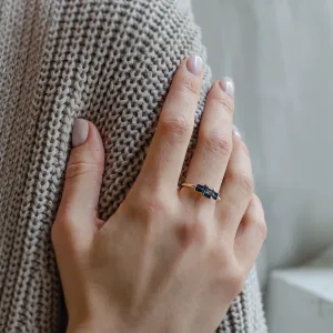 Art deco zlatý prsten s teal a modrými safíry CHELSEA Thumbnail