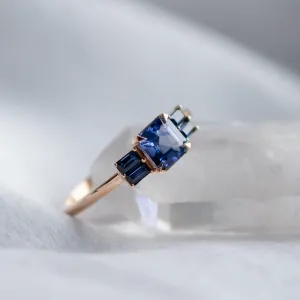 Art deco zlatý prsten s teal a modrými safíry CHELSEA Thumbnail