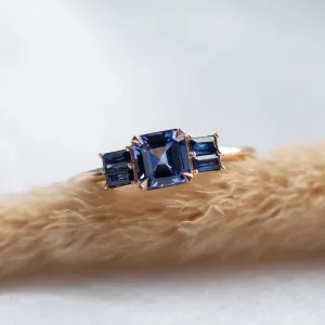 Art deco zlatý prsten s teal a modrými safíry CHELSEA Thumbnail