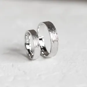 Platinum unusual wedding bands with woodbark surface BRANCHI Thumbnail