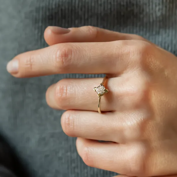 Gold engagement ring with moissanite JETT Image