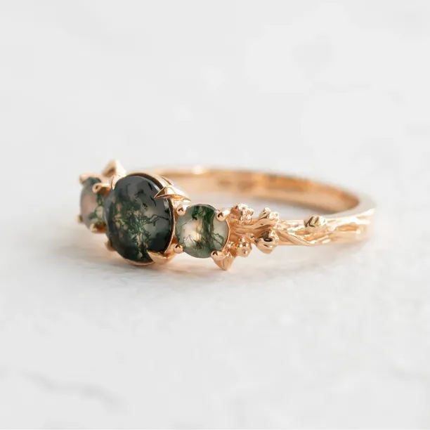 Ring with round green moss agate BACCHUS Image