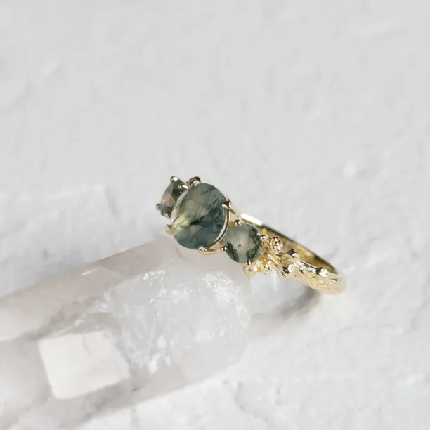 Ring with round green moss agate BACCHUS Image
