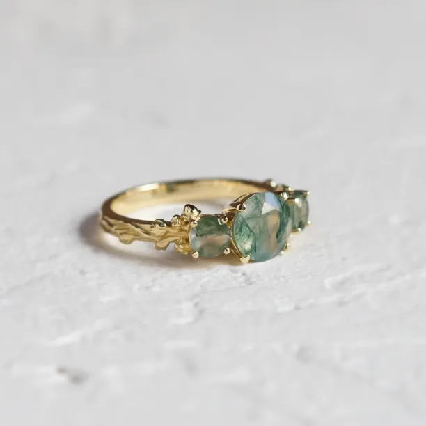Ring with round green moss agate BACCHUS Image