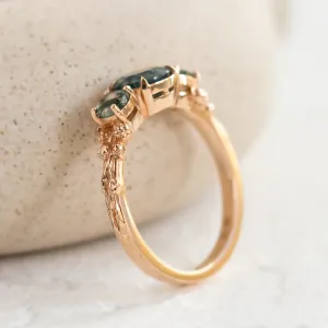 Ring with round green moss agate BACCHUS Thumbnail