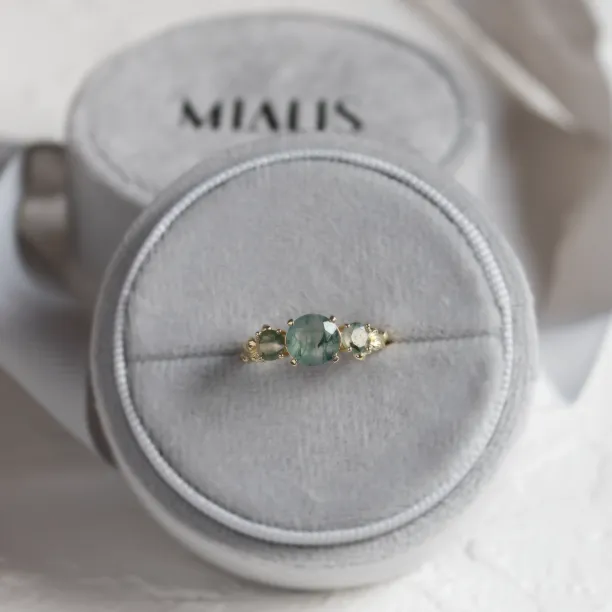 Ring with round green moss agate BACCHUS Image