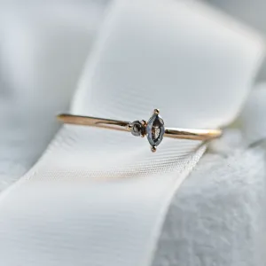 Gold minimalist cluster ring with salt and pepper diamonds KAIP Thumbnail