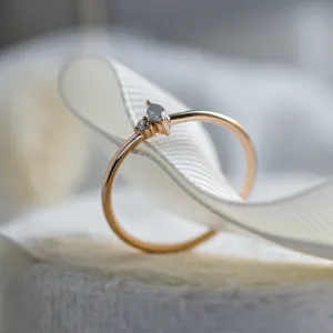 Gold minimalist cluster ring with salt and pepper diamonds KAIP Thumbnail