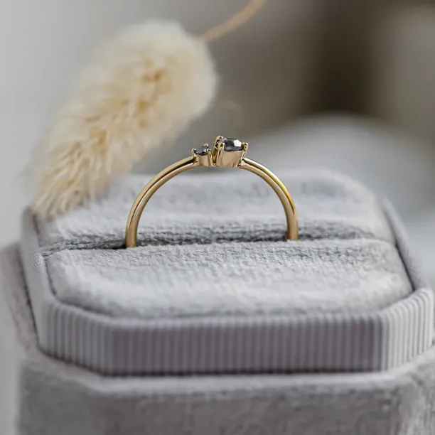 Minimalist cluster ring with salt and pepper diamonds ROWAN Image