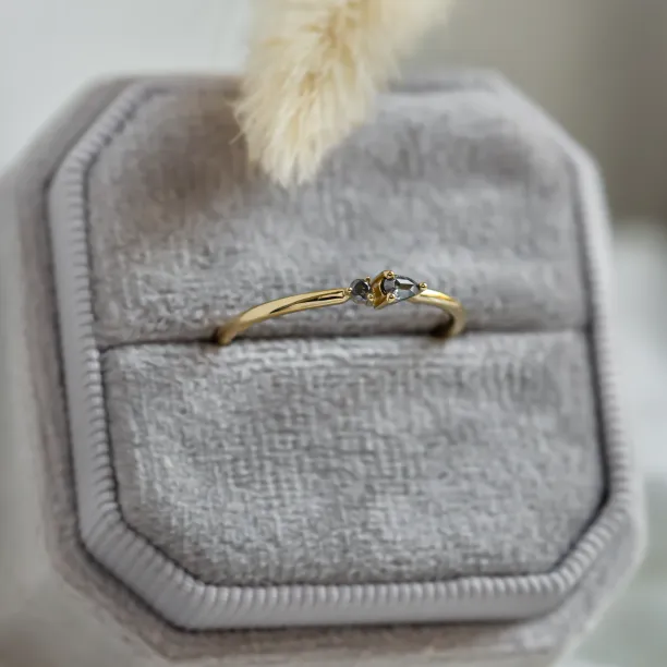 Minimalist cluster ring with salt and pepper diamonds ROWAN Image