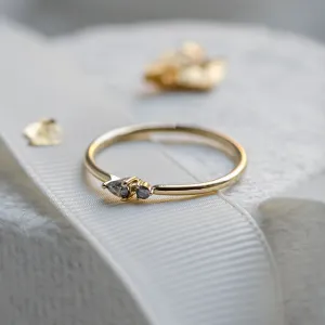 Minimalist cluster ring with salt and pepper diamonds ROWAN Thumbnail