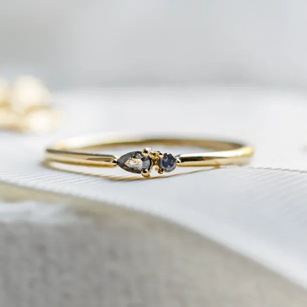 Minimalist cluster ring with salt and pepper diamonds ROWAN Image