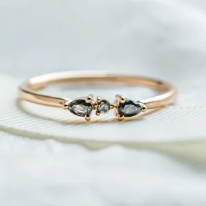 Dainty cluster ring with salt and pepper diamonds FINLEY