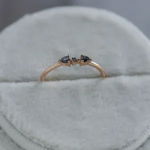 Dainty cluster ring with salt and pepper diamonds FINLEY Thumbnail
