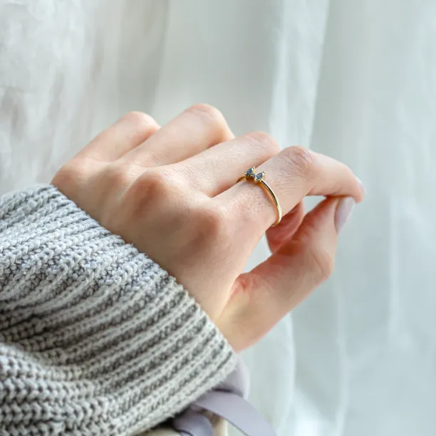 Tiny gold ring with salt and pepper diamonds FREY Image