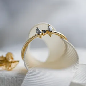 Tiny gold ring with salt and pepper diamonds FREY Thumbnail