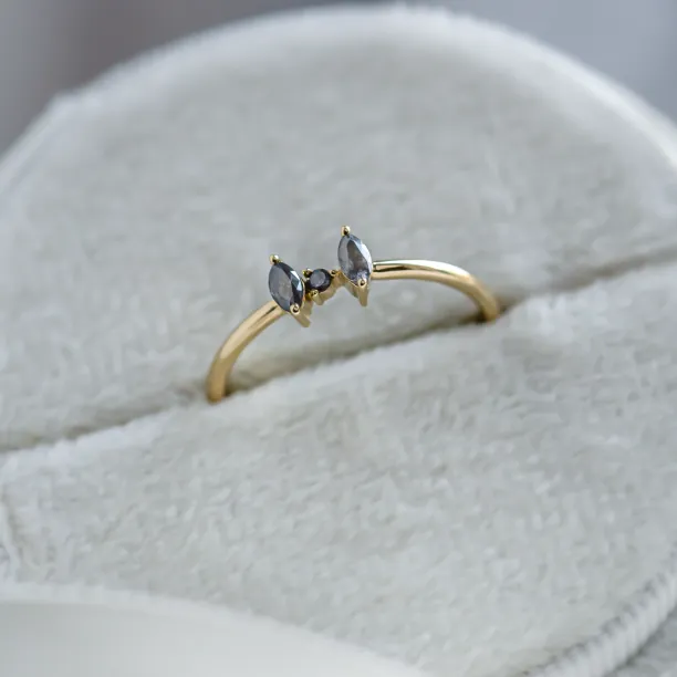 Tiny gold ring with salt and pepper diamonds FREY Image