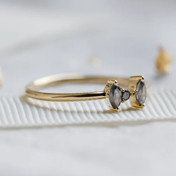 Tiny gold ring with salt and pepper diamonds FREY Image