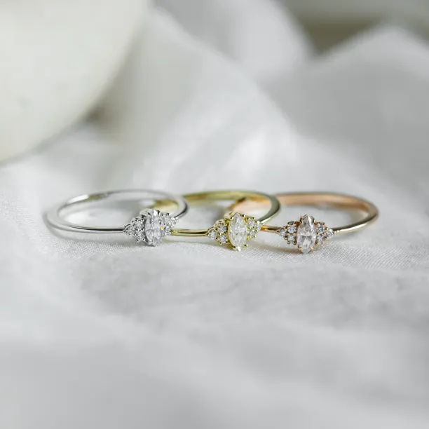 Romantic engagement ring with moissanites MARQUESS Image