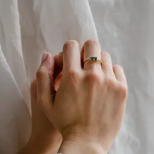 Ring in art deco style with moss agate and moissanites DINETH Thumbnail