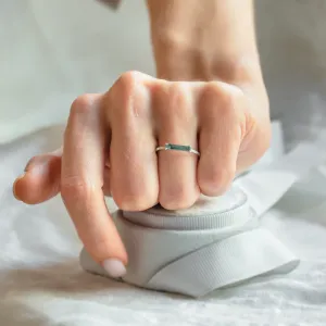 Gold ring with baguette moss agate and diamonds ELLETH Thumbnail