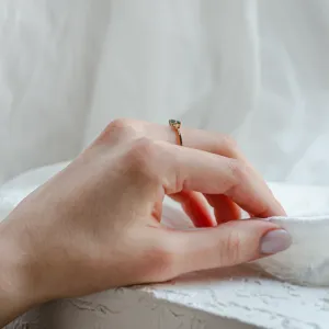 Gold ring with baguette moss agate and diamonds ELLETH Thumbnail