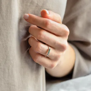 Gold ring with baguette moss agate and diamonds ELLETH Thumbnail