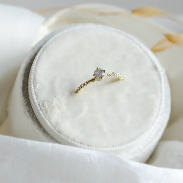 Zásnubní prsten se salt and pepper diamantem a bočními diamanty SANREMO Image