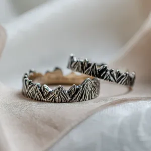 Snubní prsteny ve tvaru hor s černým rhodiem SILVRETTA Thumbnail