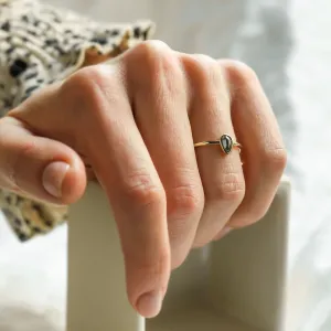 Minimalist engagement ring with pear salt and pepper diamond LAELIA Thumbnail