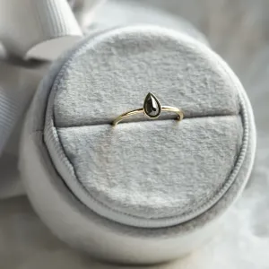 Minimalist engagement ring with pear salt and pepper diamond LAELIA Thumbnail