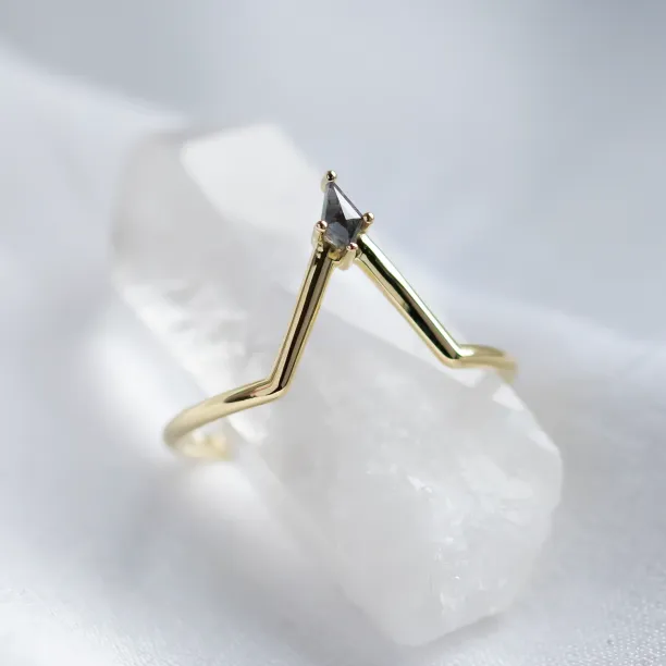 Salt and pepper and classic diamonds gold ring set DIVA Image