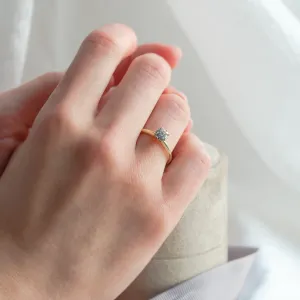 Gold engagement ring with pave moissanites PRISCILLA Thumbnail