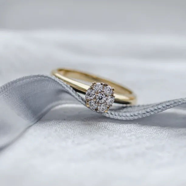 Gold engagement ring with pave moissanites PRISCILLA Image