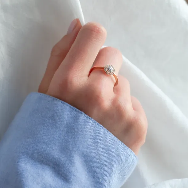 Halo engagement ring with moissanites BLANCHE Image