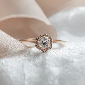 Halo engagement ring with moissanites BLANCHE Thumbnail
