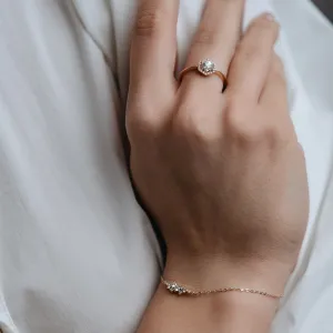 Halo engagement ring with moissanites BLANCHE Thumbnail