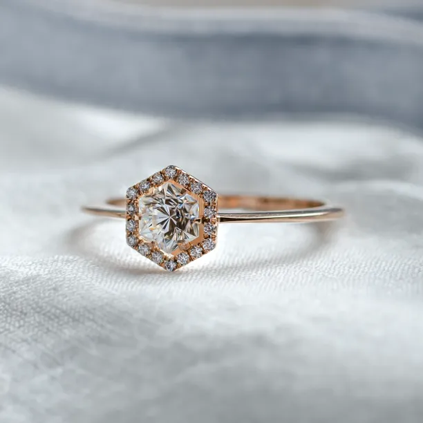 Halo engagement ring with moissanites BLANCHE Image