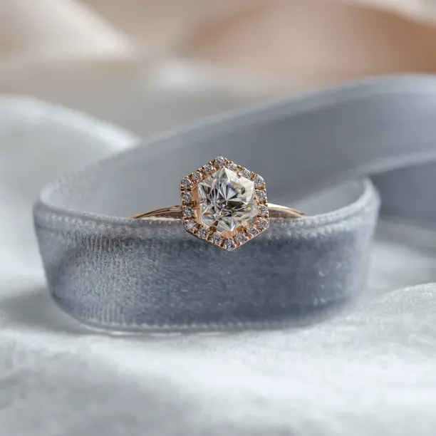 Halo engagement ring with moissanites BLANCHE Image