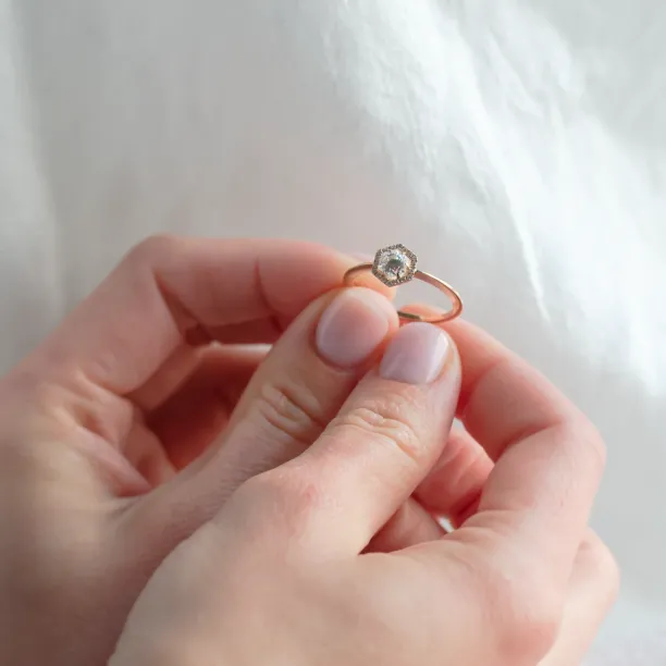 Halo engagement ring with moissanites BLANCHE Image