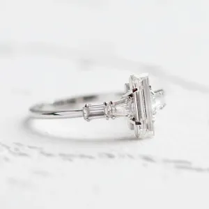 Elegant engagement ring with baguette moissanites EARL Thumbnail