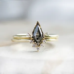 Set of three gold rings with classic and salt and pepper diamonds DIVINE Thumbnail