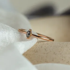 Minimalist engagement ring with marquise salt and pepper diamond MARKETA Thumbnail