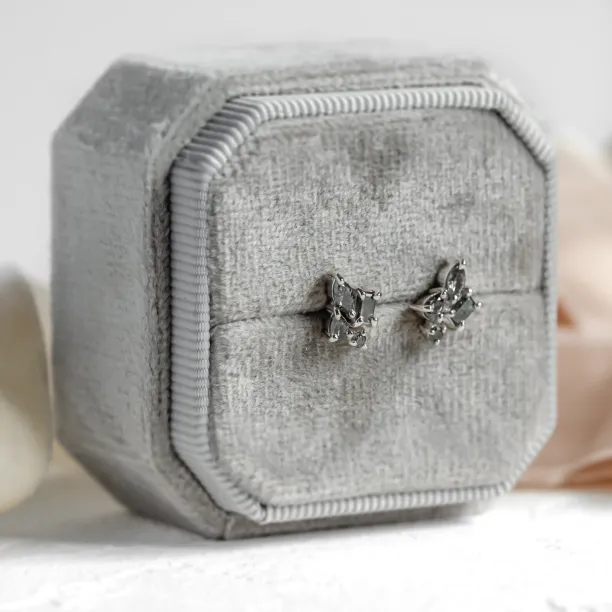 Zlaté cluster náušnice se salt and pepper diamanty QUATRO Image