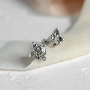 Zlaté cluster náušnice se salt and pepper diamanty QUATRO Thumbnail