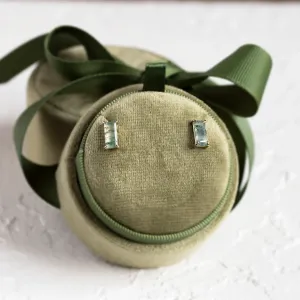 Gold baguette moss agate earrings ANDUINA Thumbnail