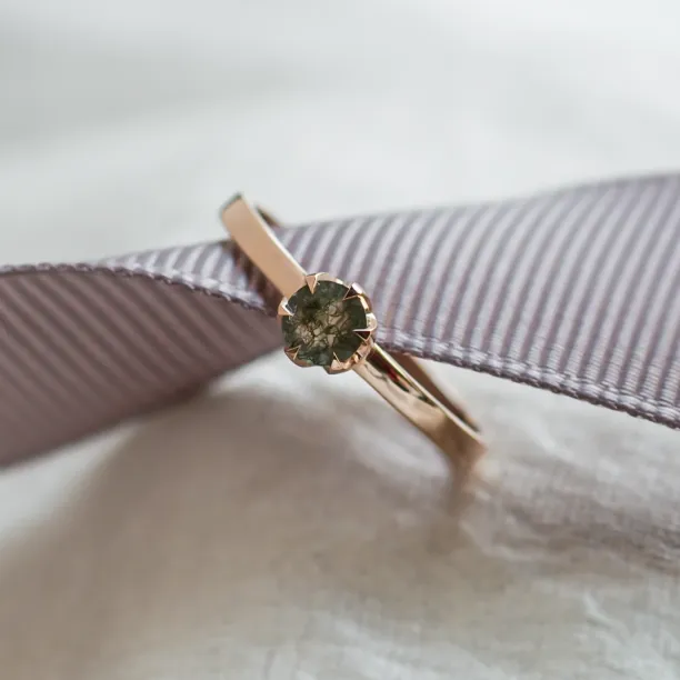 Minimalist ring with moss agate ALF Image