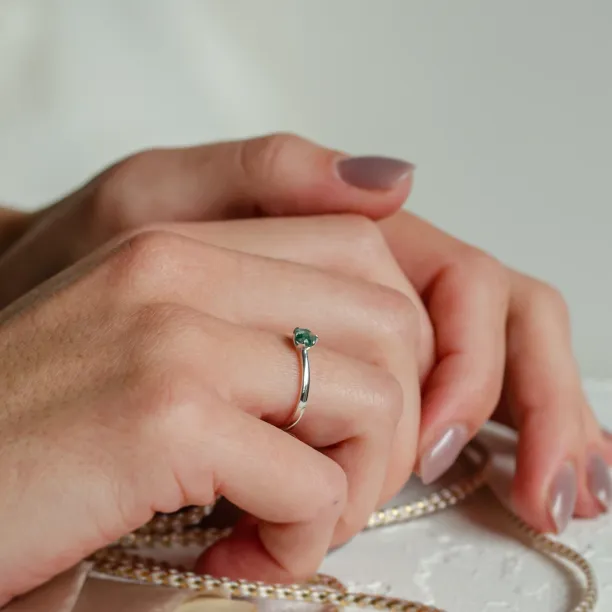 Minimalist ring with moss agate ALF Image