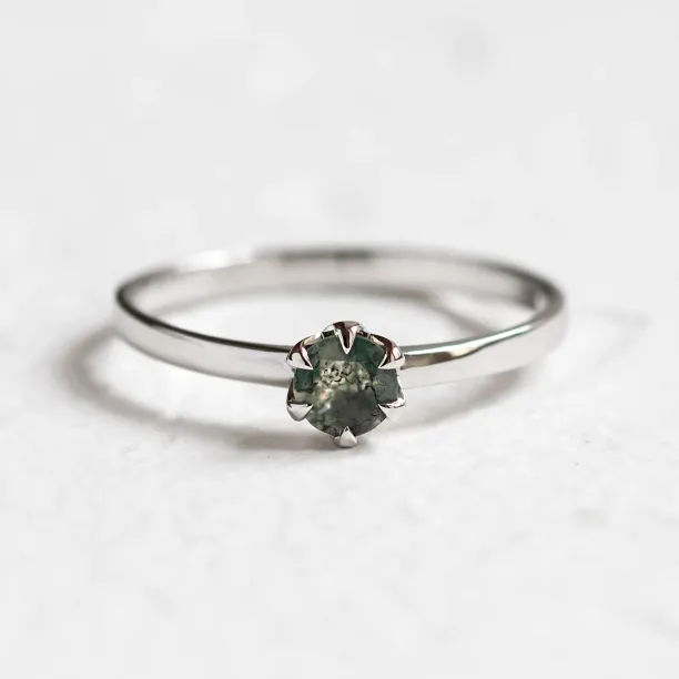 Minimalist ring with moss agate ALF Image